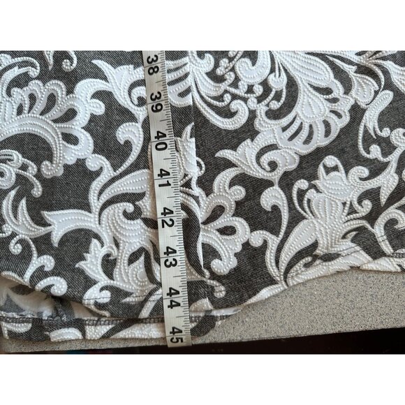 Perceptions Dress Short Sleeve Scroll Puff Print Midi Fit Flare Women Large Gray - Picture 10 of 10